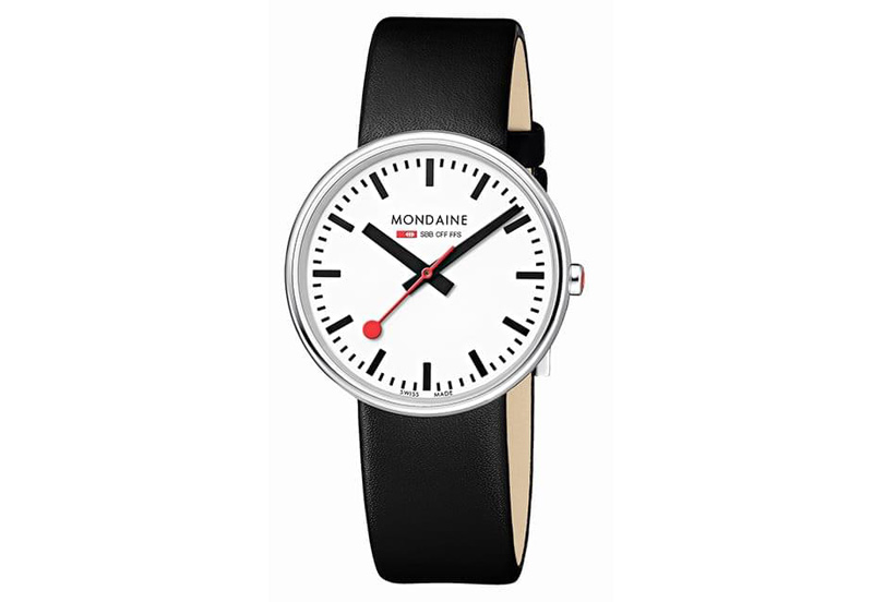 Mondaine 18mm Uhrenarmband Schwarz glänzend