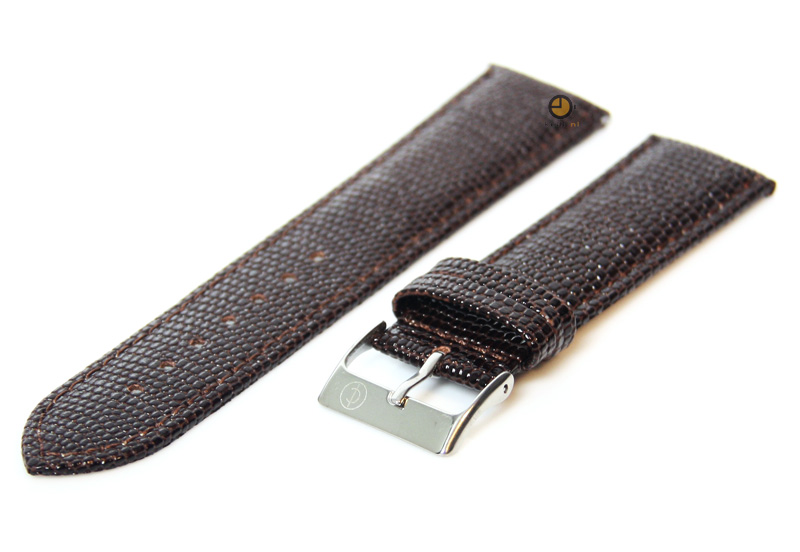 Uhrenarmband 22mm Dunkelbraun Leder mit Eidechsendruck