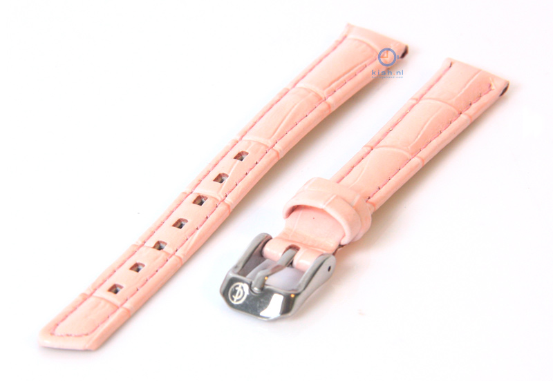 Uhrenarmband 12mm rosa Leder mit Krokostruktur