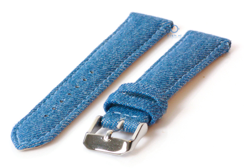 Uhrenarmband 24mm Leder mit Denim - Look