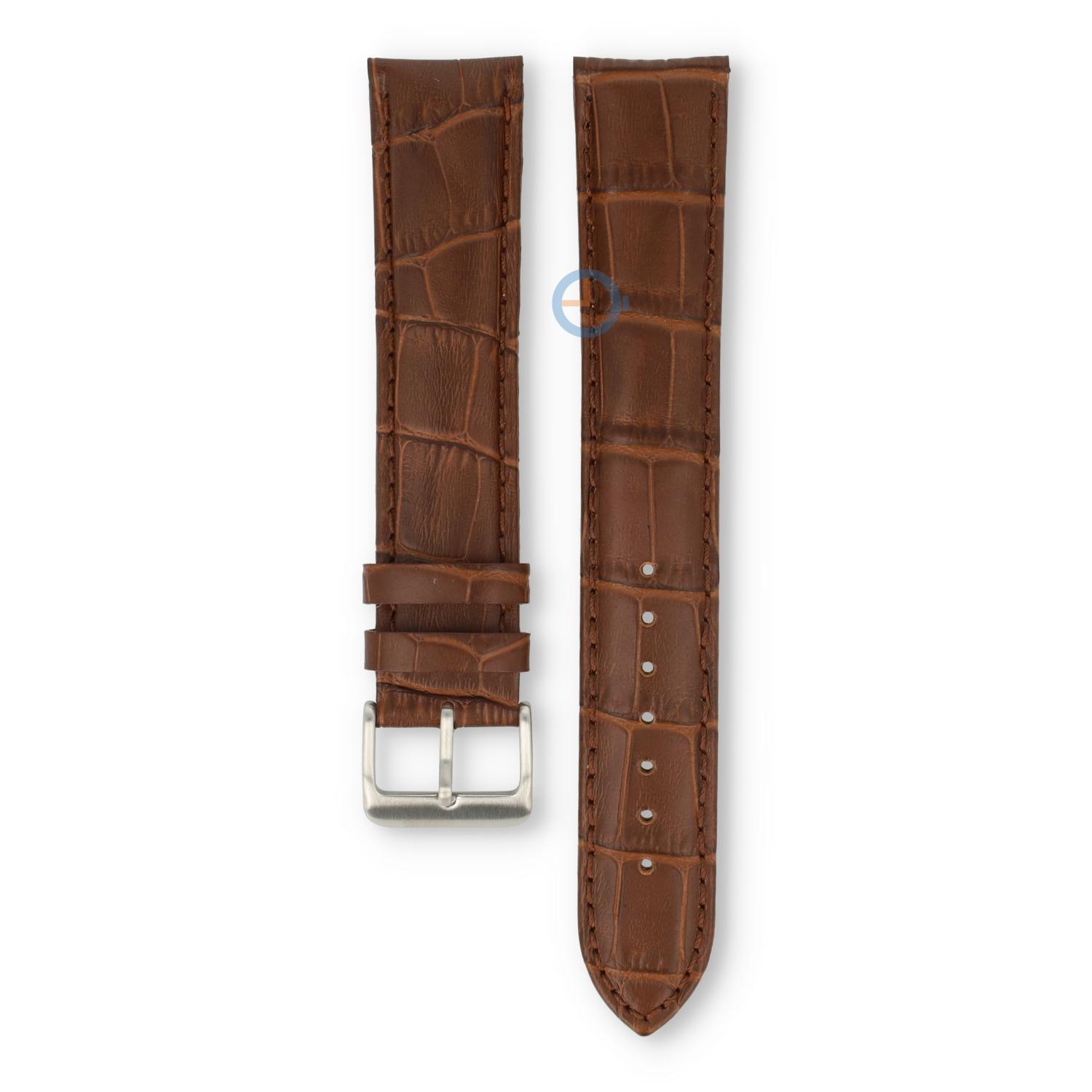 Extra langes Uhrenarmband - Krokoleder - 20mm - dunkelbraun