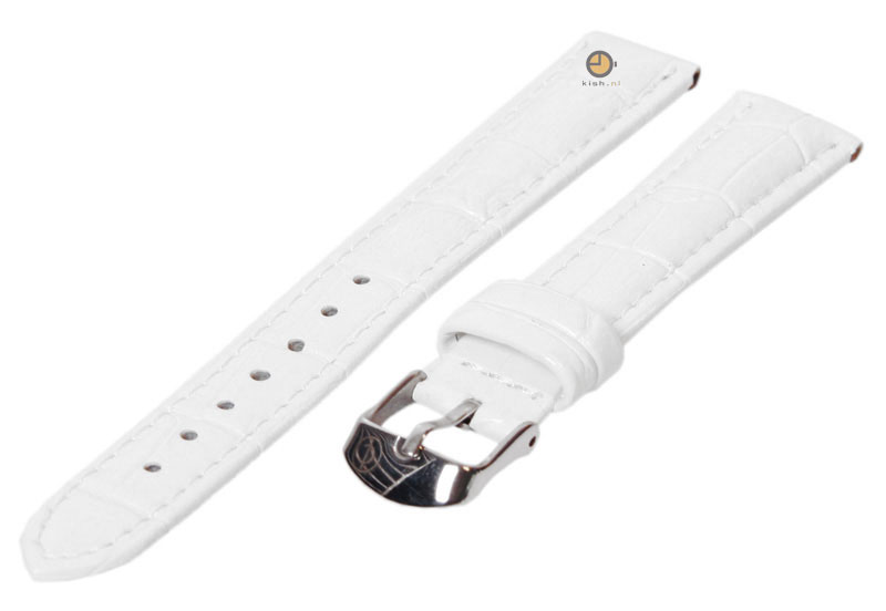 Uhrenarmband 14mm Weiß Leder mit Kroko - Druck