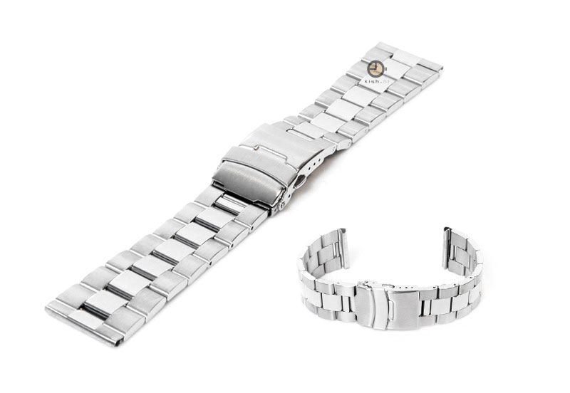 Uhrenarmband 22mm Silber Stahl poliert (teilweise)