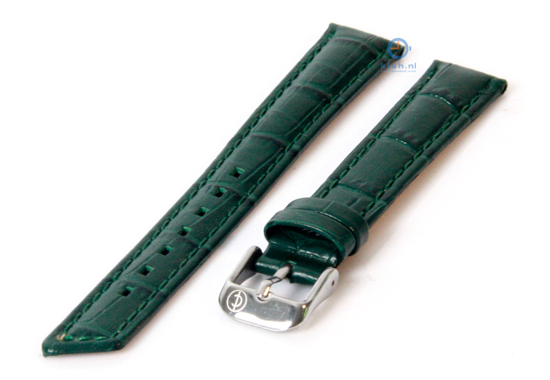 Uhrenarmband 16mm dunkelgrün Leder mit Krokostruktur