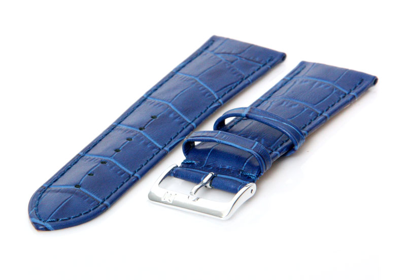Uhrenarmband 24mm Dunkelblau Leder extra lang