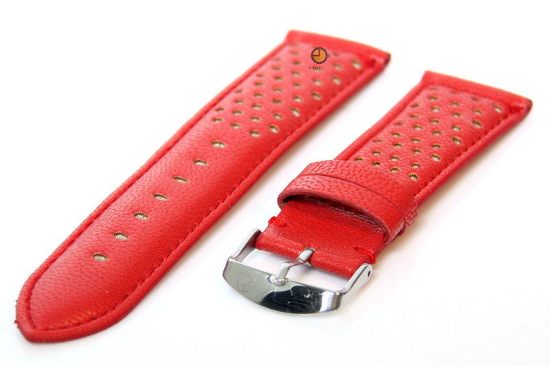 Uhrenarmband 24mm Rot wasserfestes Leder