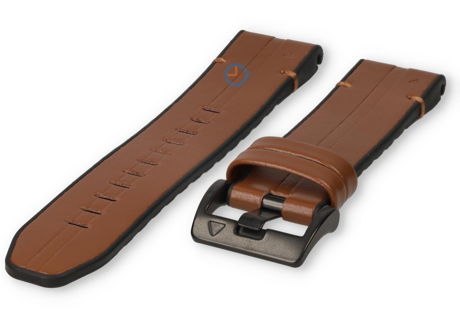Hybrid Armband - Silikon/Leder - 26mm - cognac