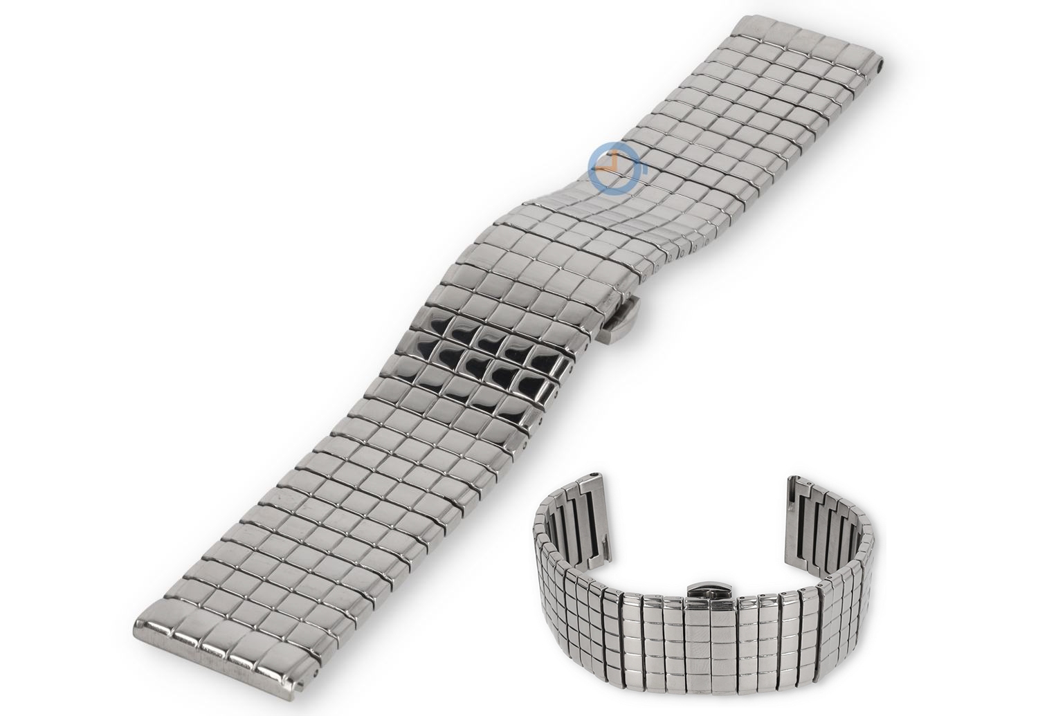 Blockmuster Stahl Uhrenarmband - 22mm - silber