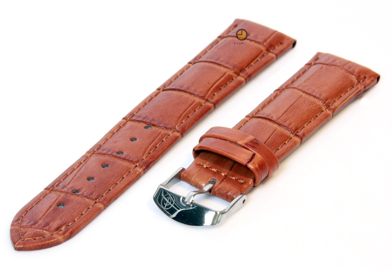Uhrenarmband 20mm Hellbraun Leder mit Kroko - Druck