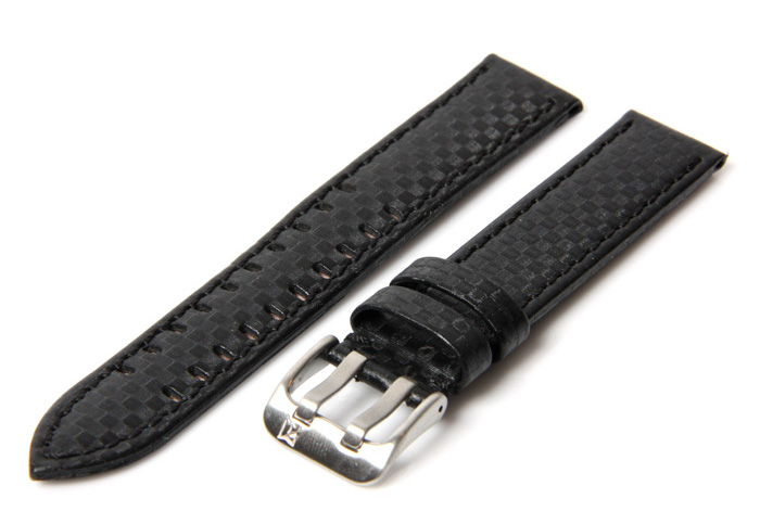 Uhrenarmband 22mm Schwarz Leder mit Pigmentdruck
