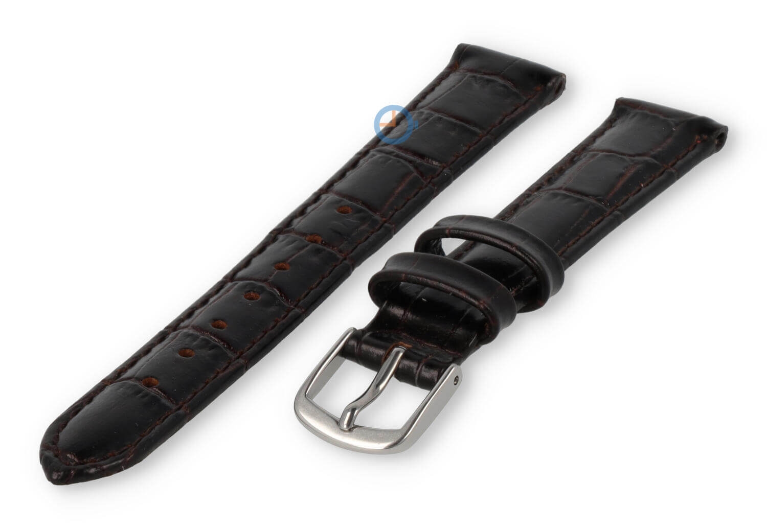 Lederband mit Krokoprägung - 12mm - dunkelbraun