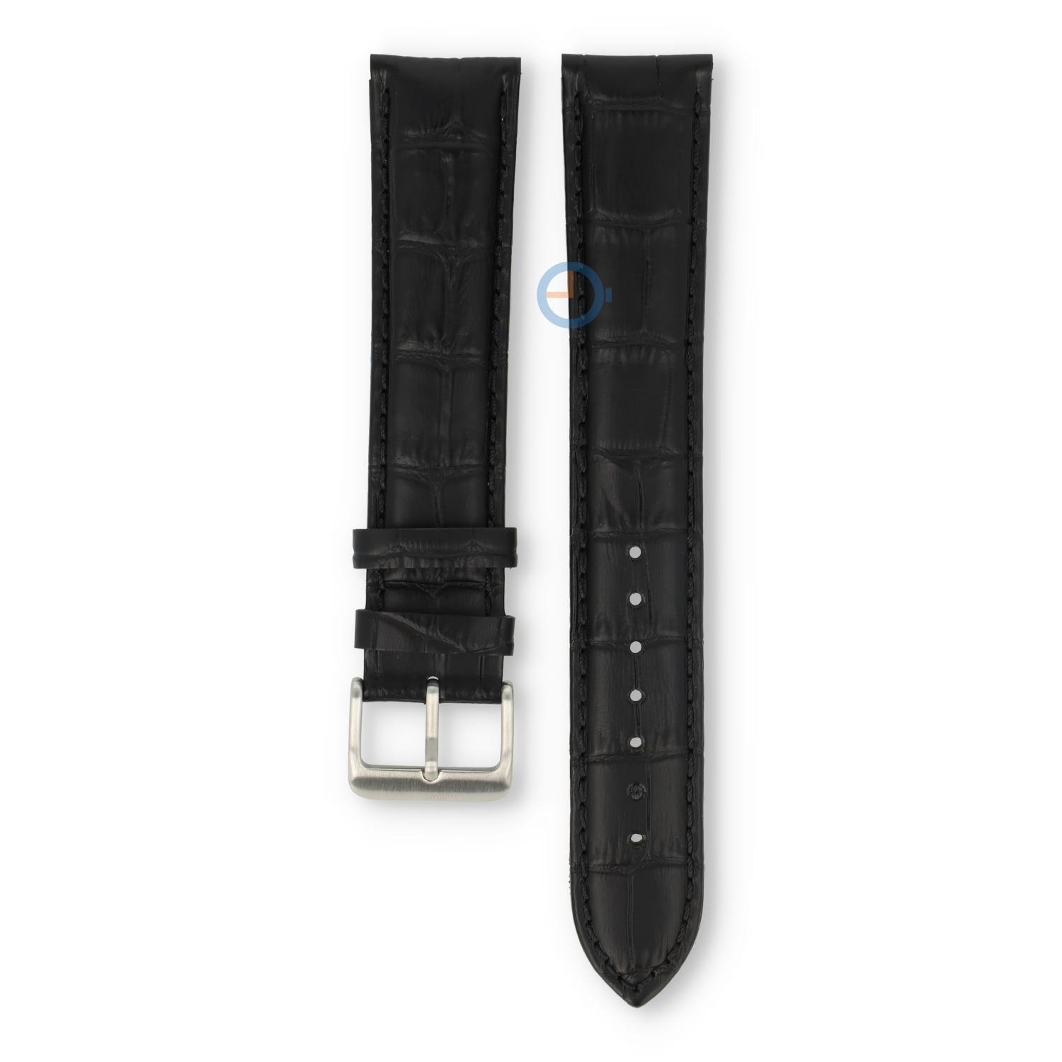 Extra langes Uhrenarmband - Krokoleder - 20mm - schwarz
