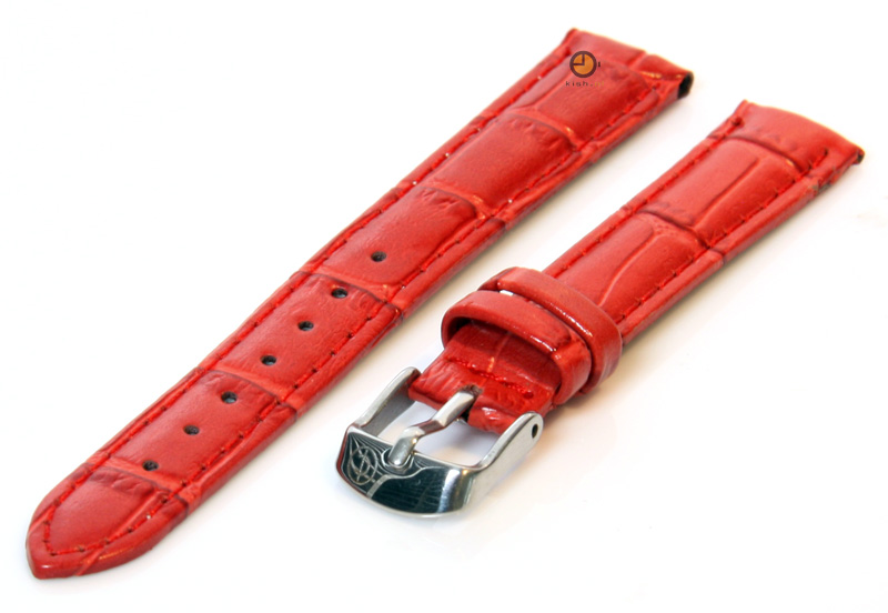 Uhrenarmband 12mm Rot Leder mit Kroko - Druck