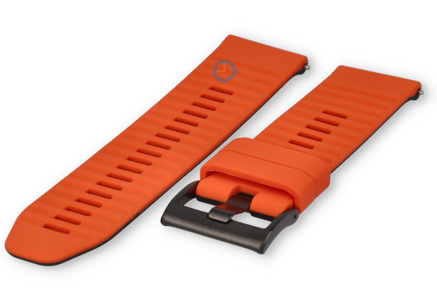 24mm Silikon Uhrenarmband - orange schwarz - Schnellwechsel
