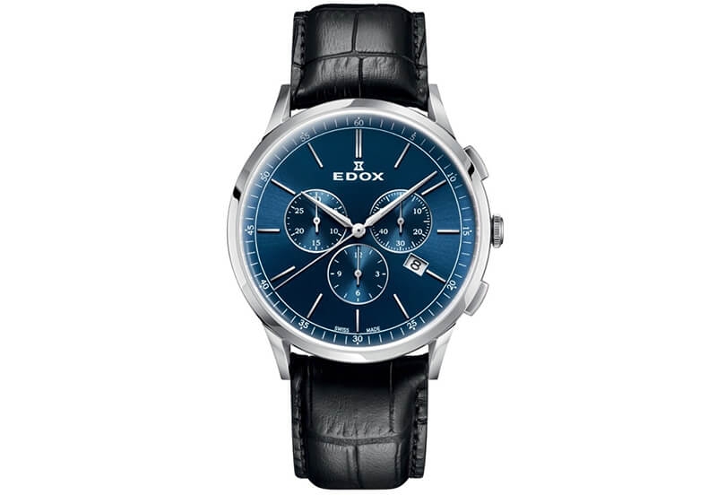 Edox Les Vauberts 10236 Uhrenarmband Schwarz Kroko