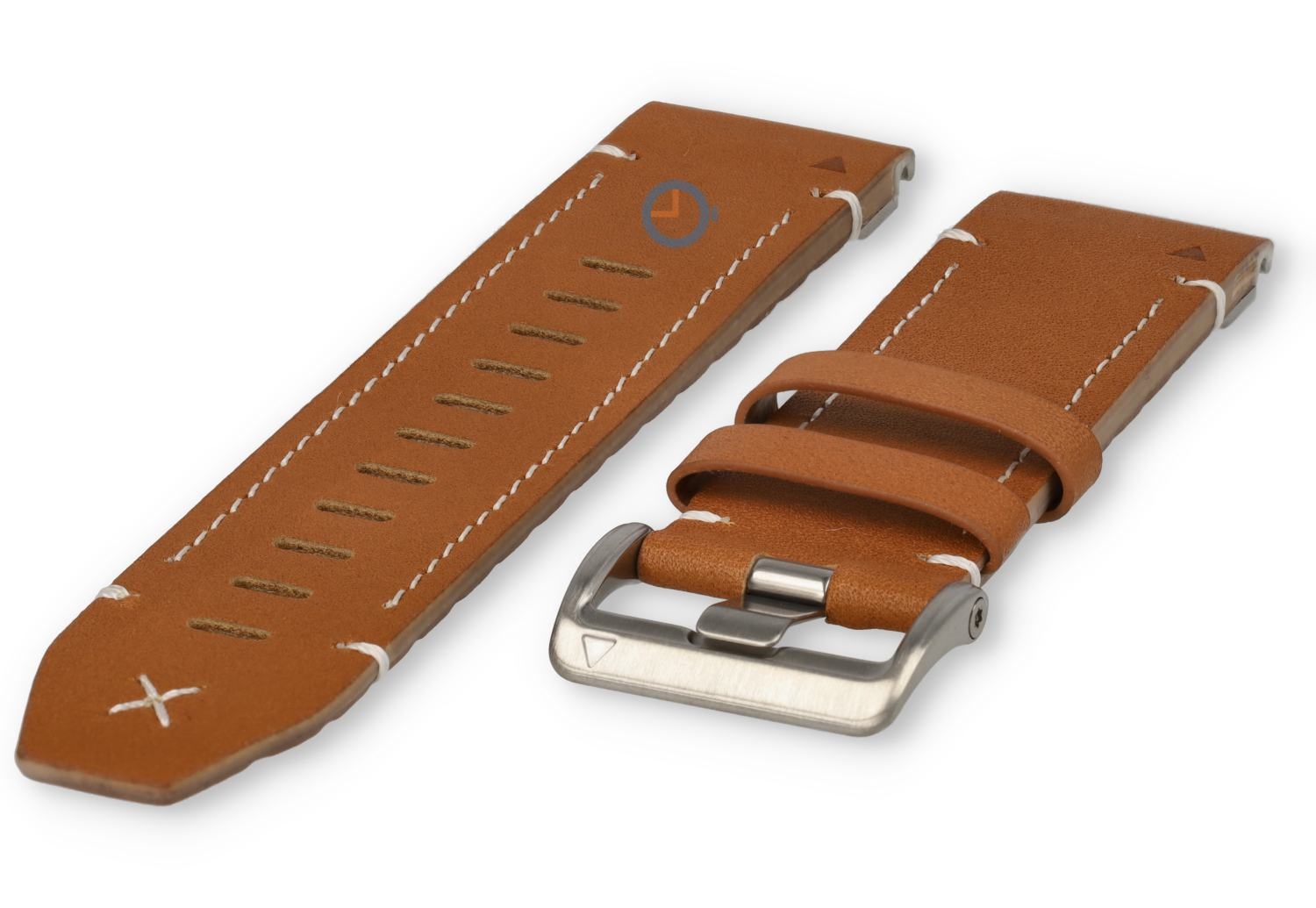 Premium Leder Band für Garmin Enduro 3 - cagnacbraun/silber