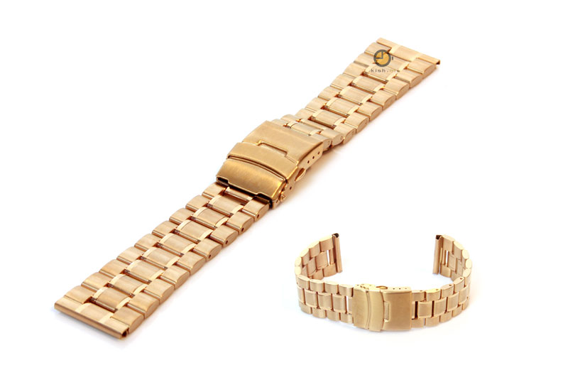Uhrenarmband 24mm Gold Stahl poliert (teilweise)
