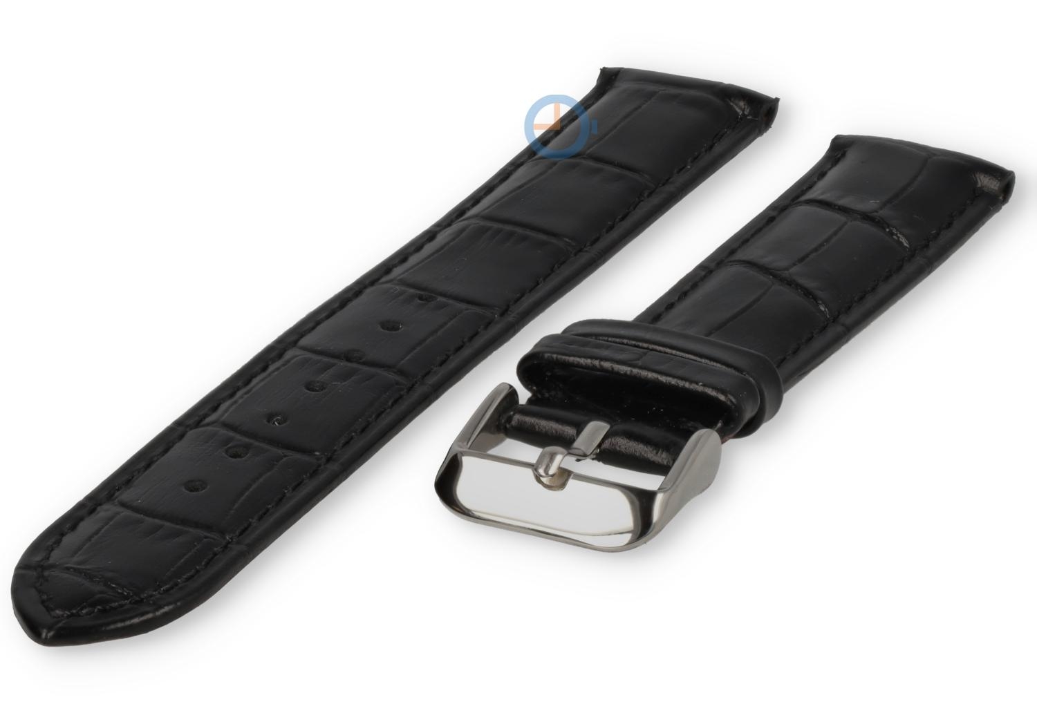 Uhrenarmband 23mm - Kroko Leder - schwarz