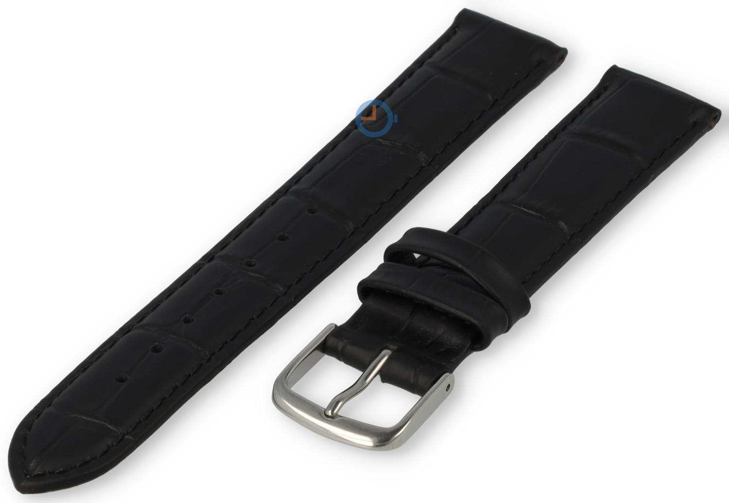 Uhrenarmband 13mm - Kroko Leder - schwarz