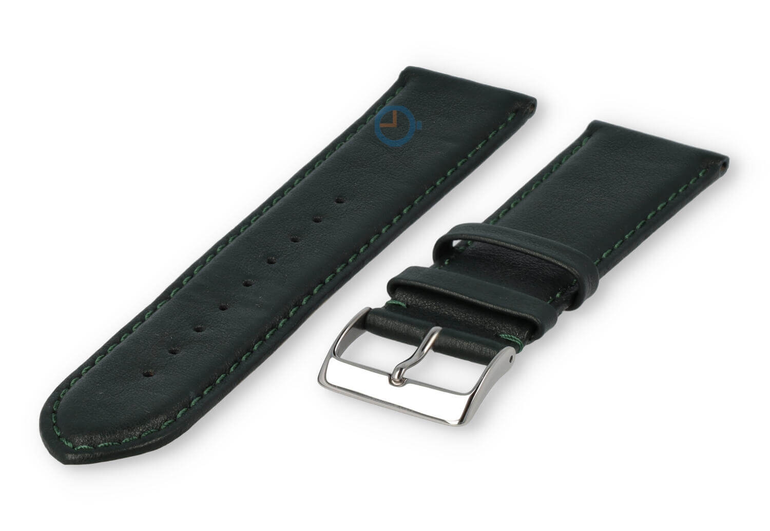 22mm Lederband mit Naht - dunkelgrÃ¼n