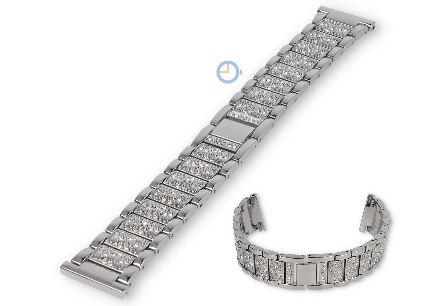 Stahl band mit Steinchen - 22mm - silberfarbiges