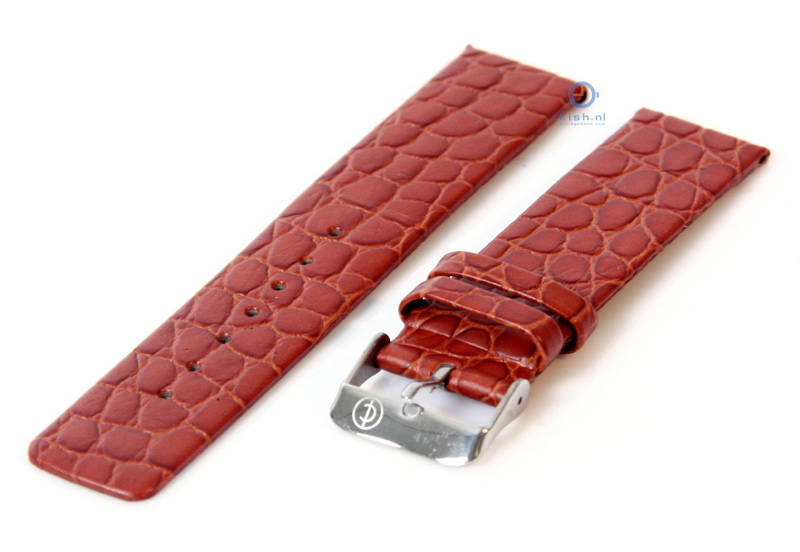 Uhrenarmband 20mm hellbraun Leder mit Kroko - Druck