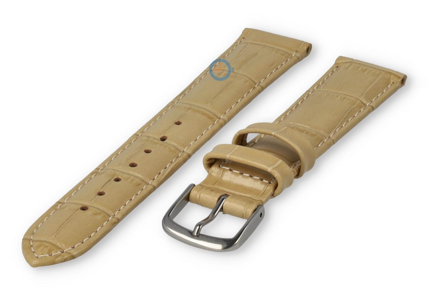 Lederband mit Krokoprint - 18mm - sand