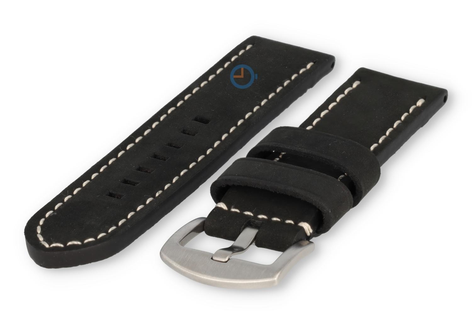 Wasserabweisendes Uhrenarmband aus Leder - 24mm - schwarz
