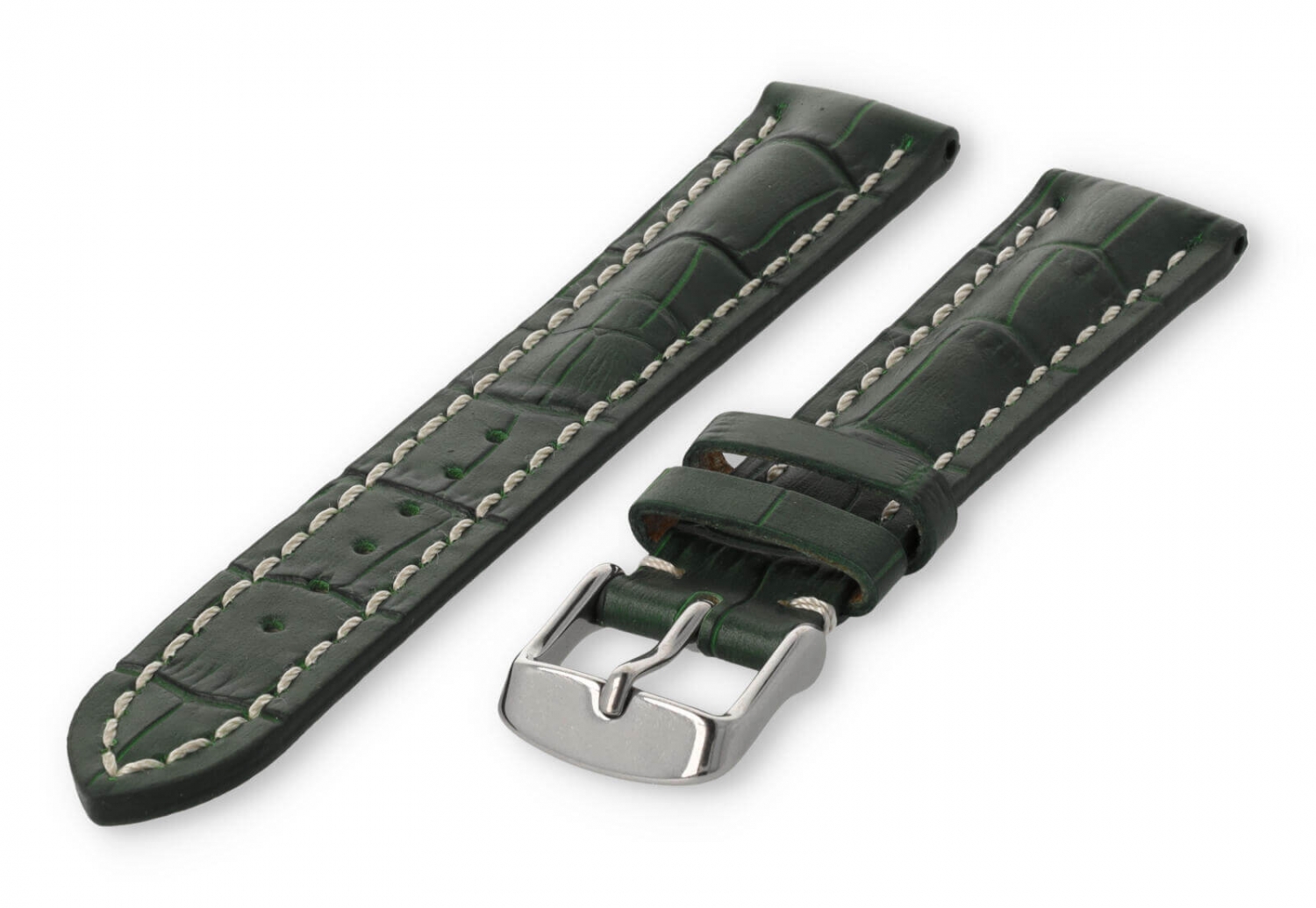 Uhrenarmband mit krokoprint 18mm grünes Leder