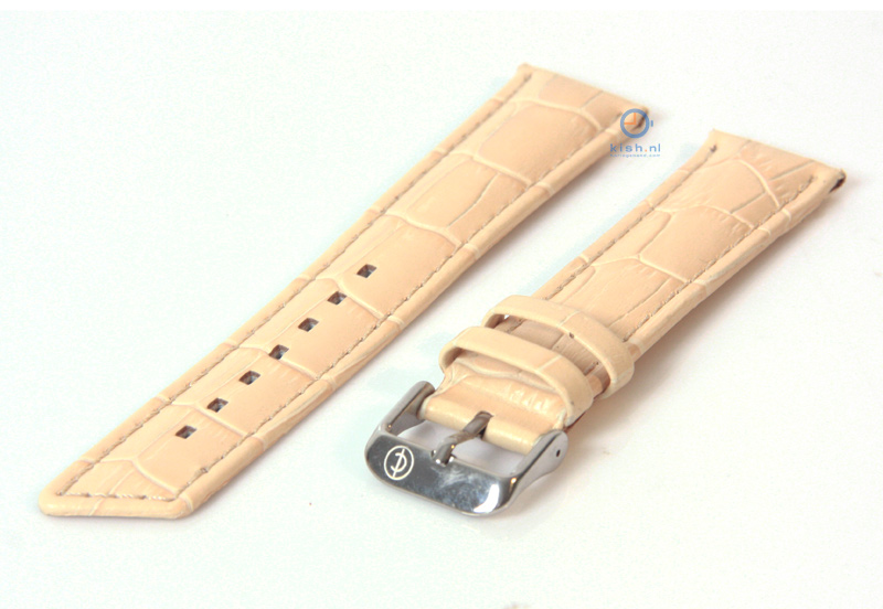 Uhrenarmband 24mm creme Leder mit Krokostruktur