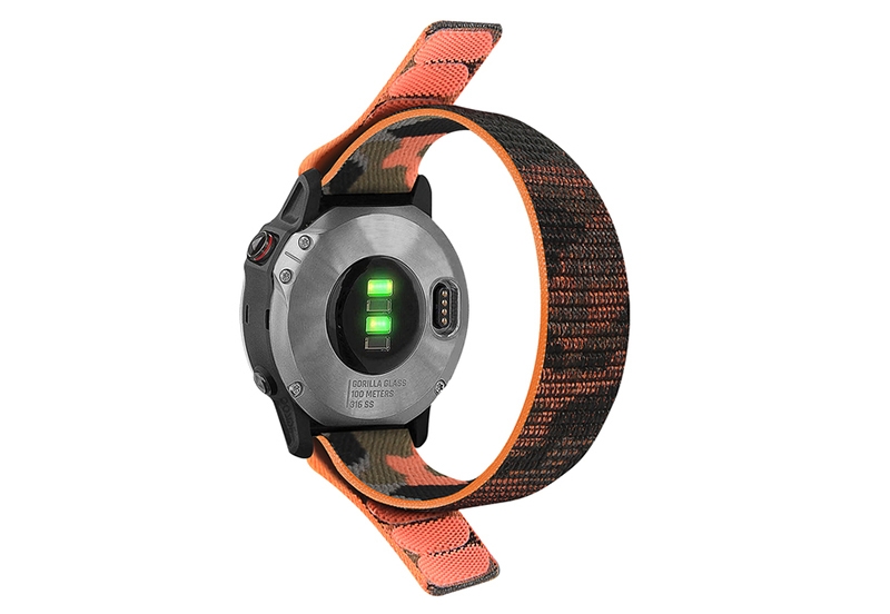 Nylon 22mm Uhrenarmband mit Klettverschluss - Armyorange