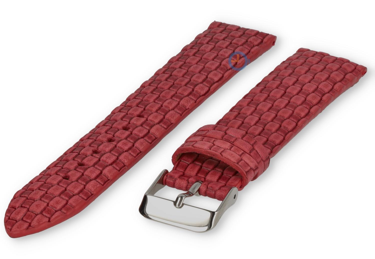 Gewebtes Leder Uhrenarmband - 20mm - rot