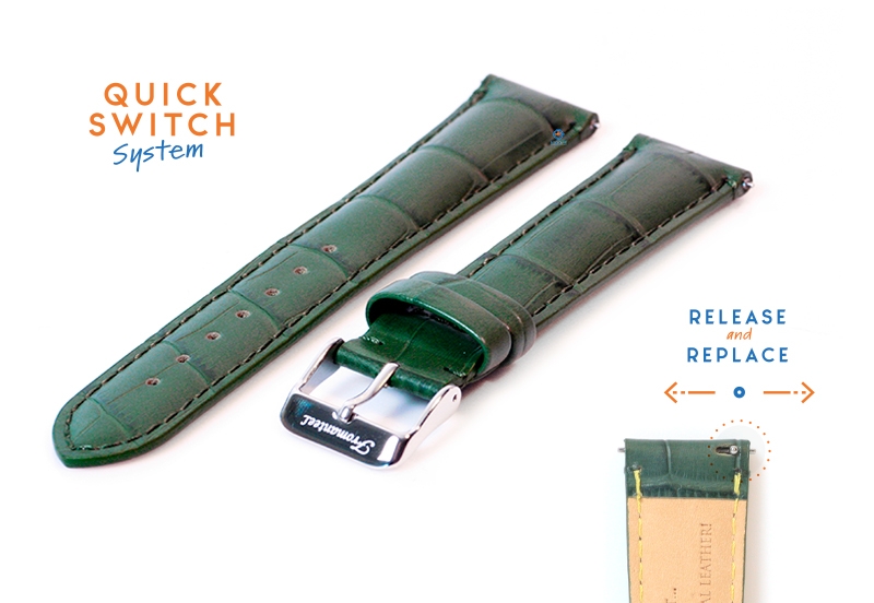 Fromanteel Lederarmband mit Krokoprägung - grün