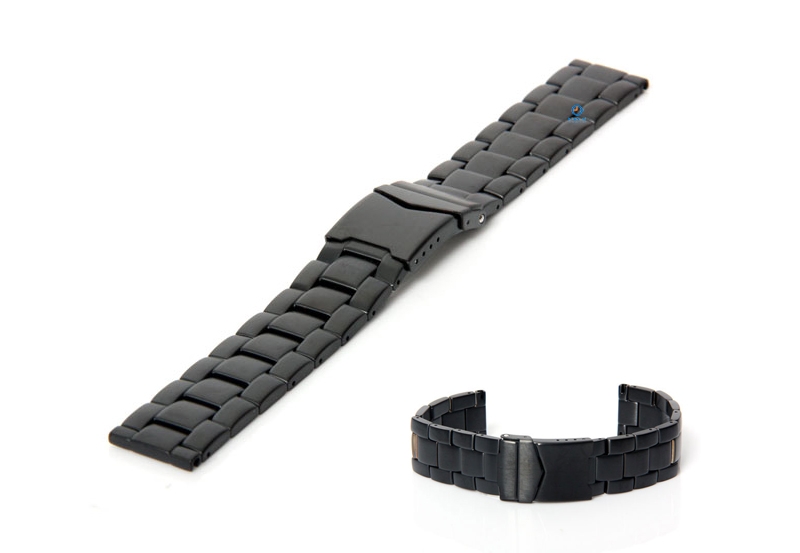 Uhrenarmband 24mm Schwarz Stahl matt