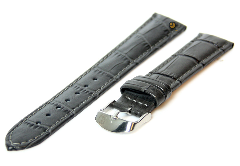 Uhrenarmband 18mm Grau Leder mit Kroko - Druck