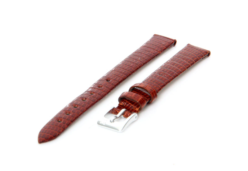 Uhrenarmband 12mm Braun Leder mit Eidechsendruck XL