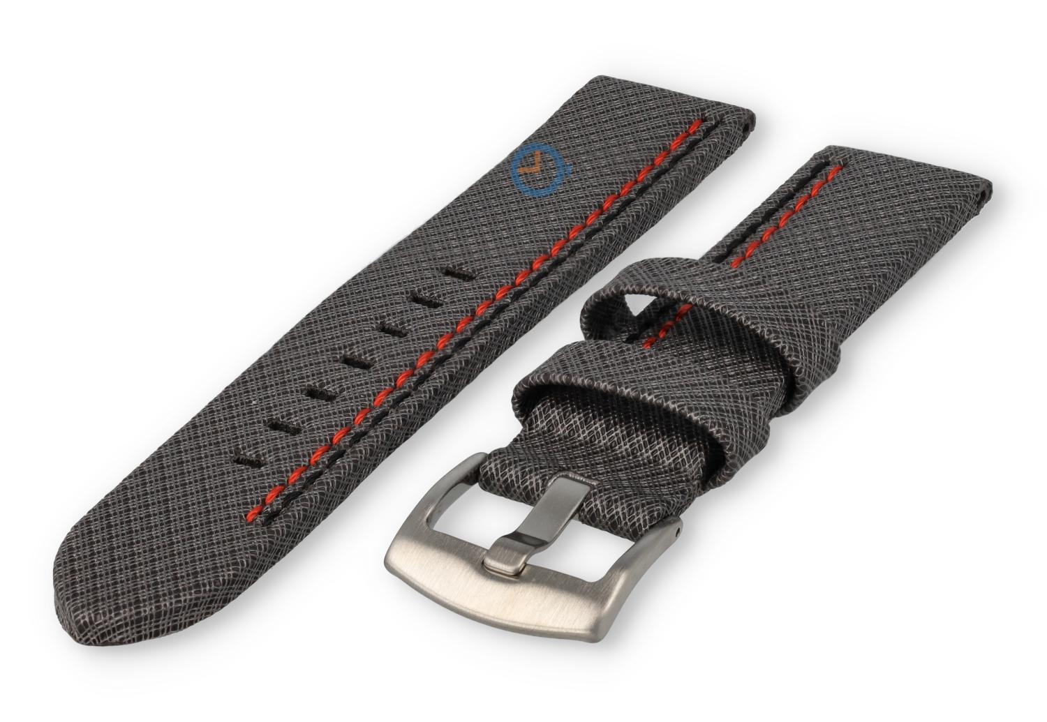 Leder mit Nylon Uhrenarmband 20mm - grau