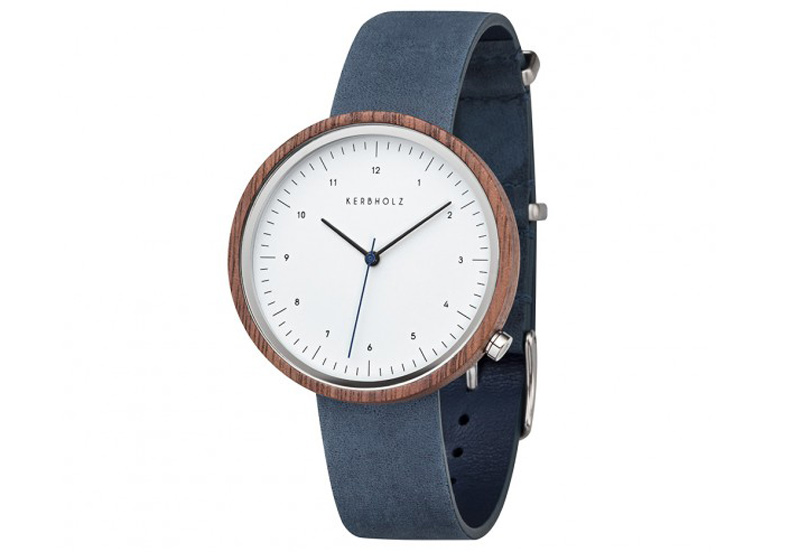 Kerbholz Heinrich Uhrenarmband walnut/slate blue