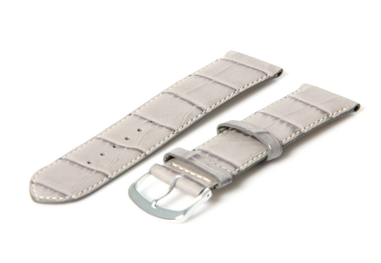 Hellgraues Uhrenarmband von Leder - 22mm