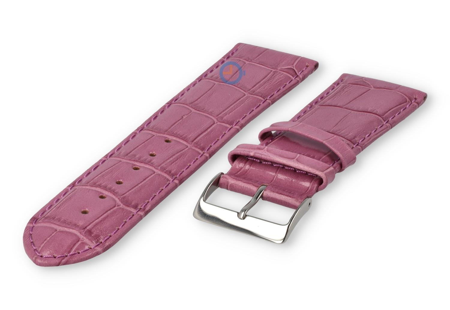 Gepolstertes Kroko - Lederband - 24mm - blackberry