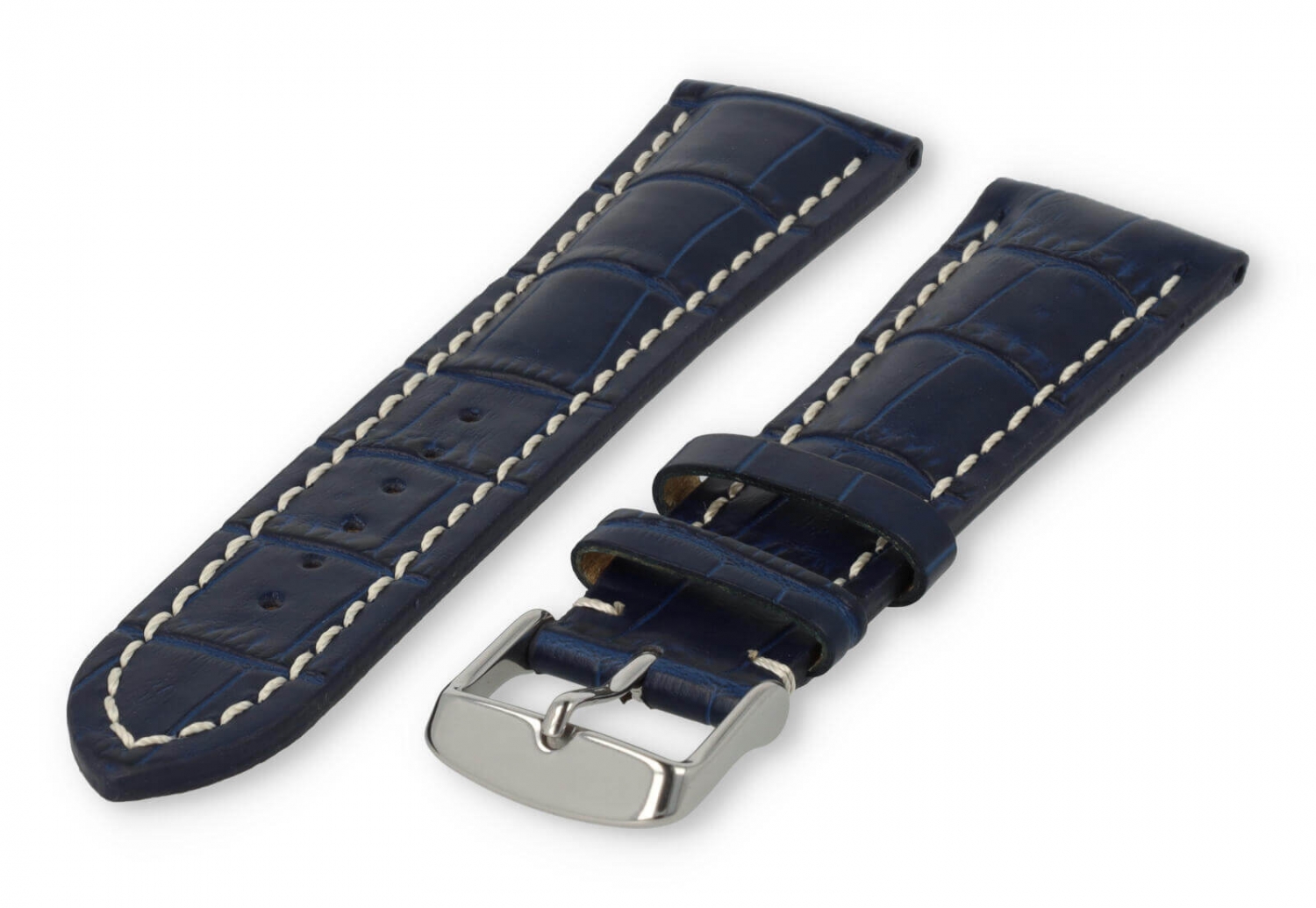 Uhrenarmband mit krokoprint 20mm marineblaues Leder