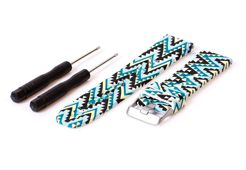 Ersatzarmband fÃ¼r Garmin Fenix 5/6/7 blau mit Aztec - Druck