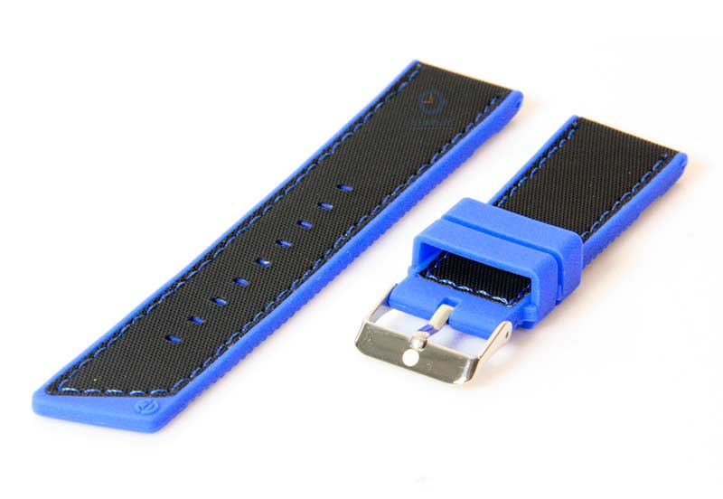 Uhrenarmband aus Silikon 24mm schwarz - blau