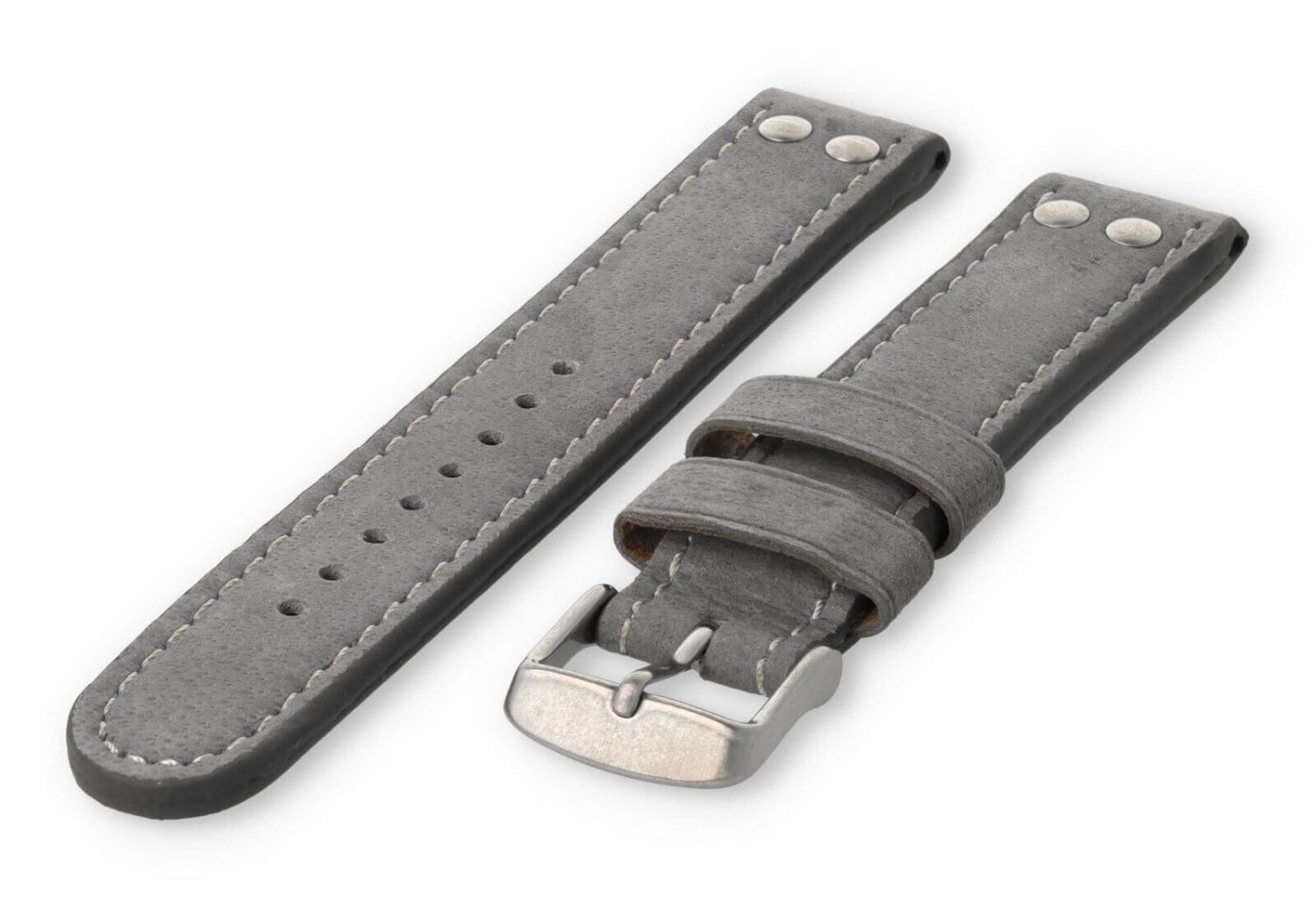 Flieger Uhrenarmband 18mm hellgraues Leder