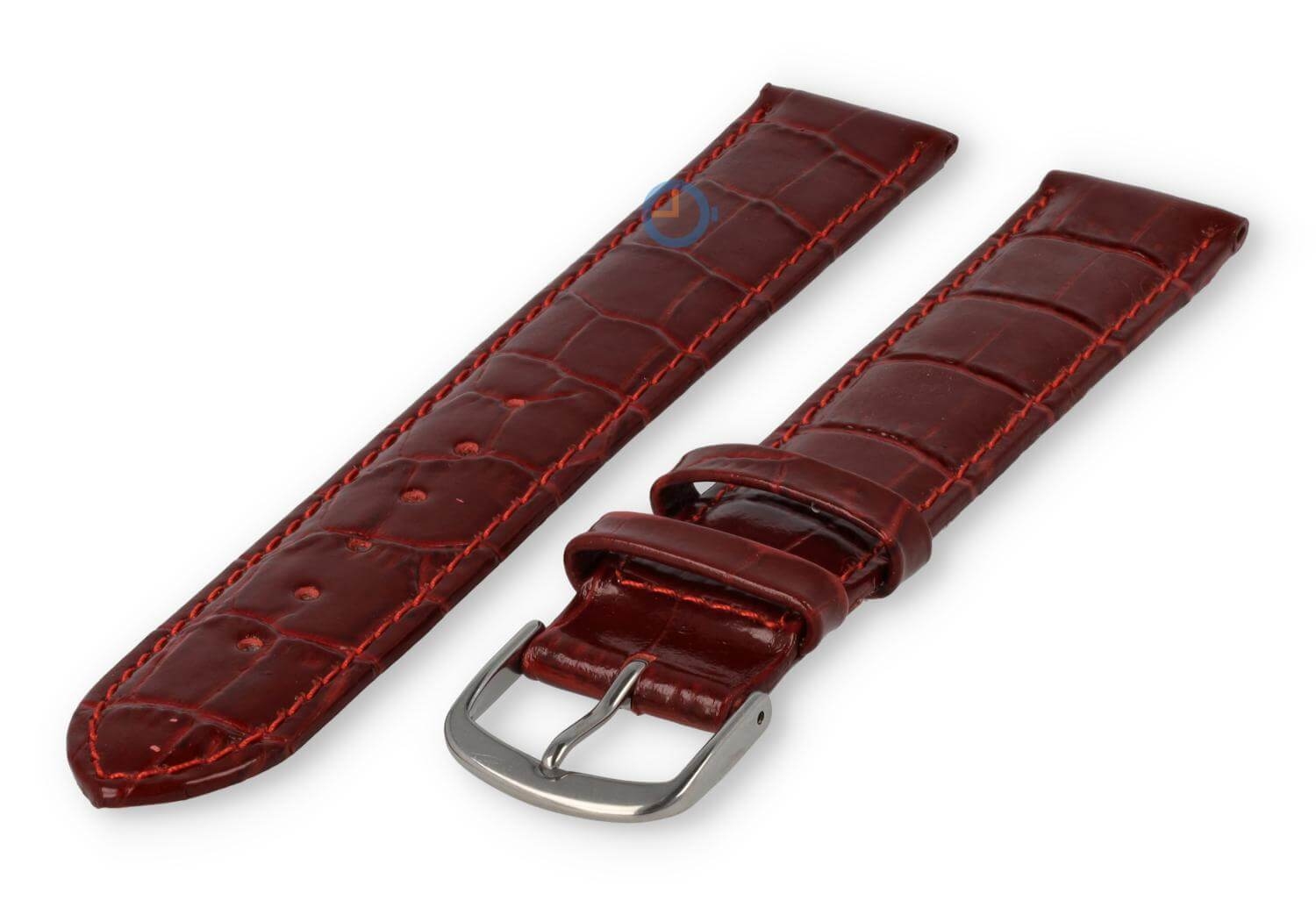 XL Uhrenarmband Leder mit Krokoprint - 16mm - bordeaux