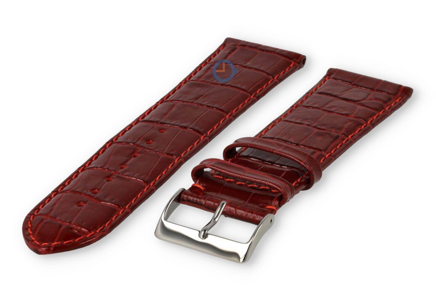 Basic Kroko Uhrenarmband XL - 24mm - bordeaux