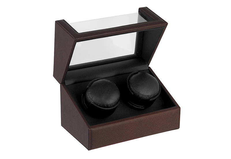 Watchwinder 2 uhren dunkelbraun Leder