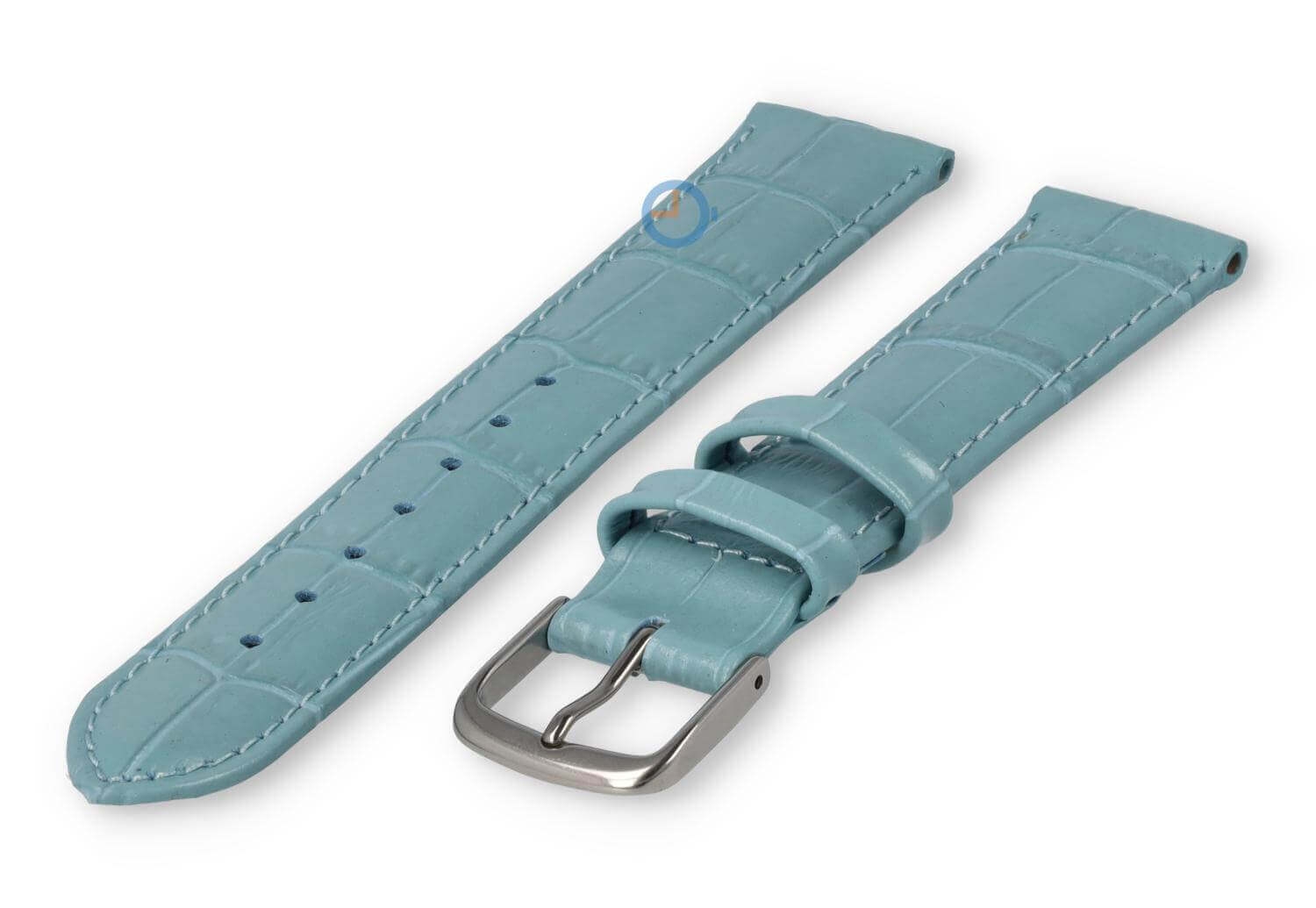 Lederband mit Krokoprint - 18mm - eisblau