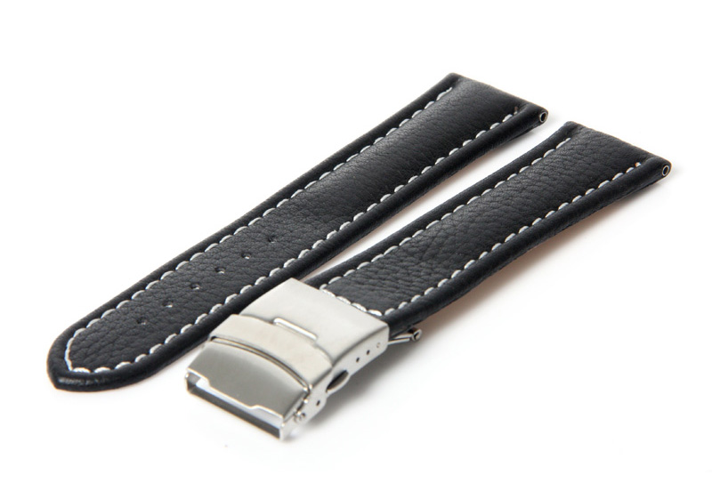 Gisoni Uhrenarmband 20mm Schwarz Kalbsleder