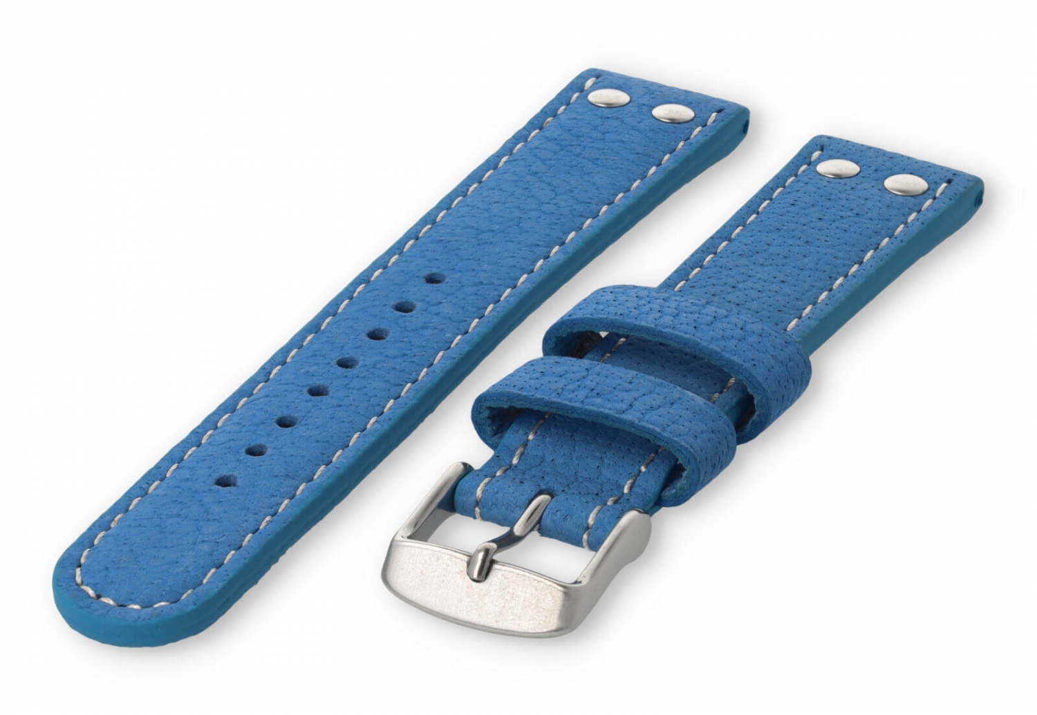 Flieger Uhrenarmband 22mm hellblaues Leder